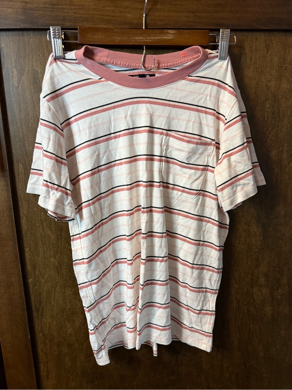 Stance Men's Short-Sleeve Striped Tee in White and Dusty Pink